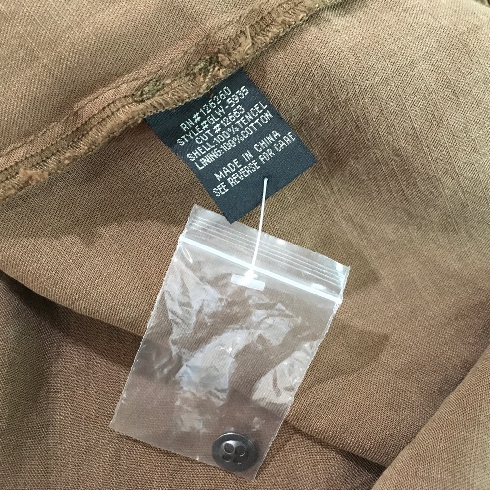Velvet Heart Shirt Dress women Small Brown Roll Tap Sleeve button tencel - Picture 3 of 5